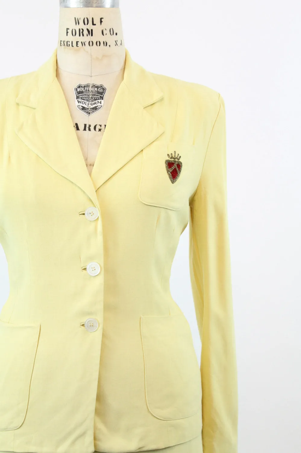 1950s yellow CREST gabardine suit medium | new fall