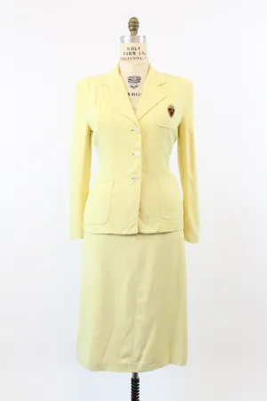 1950s yellow CREST gabardine suit medium | new fall