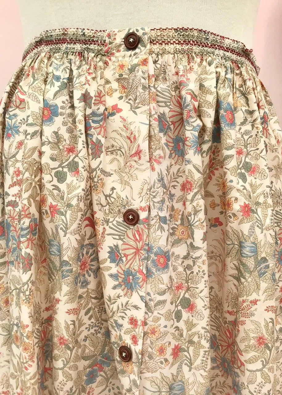 1970s Vintage Liberty Print Chintz Floral Cotton Summer Skirt