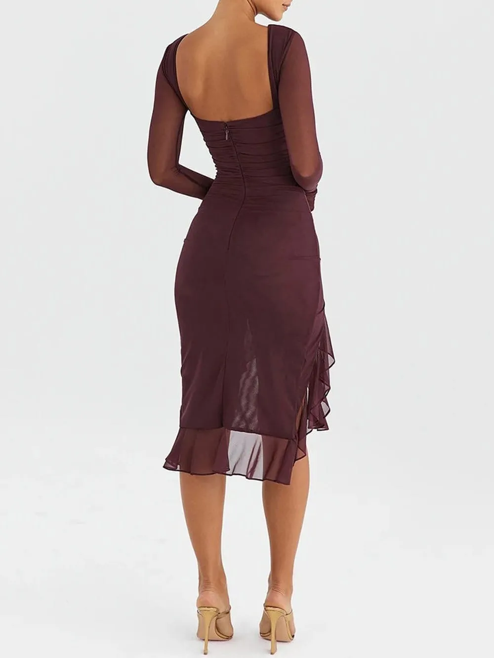 Adalynn Backless Ruffle Midi Dress