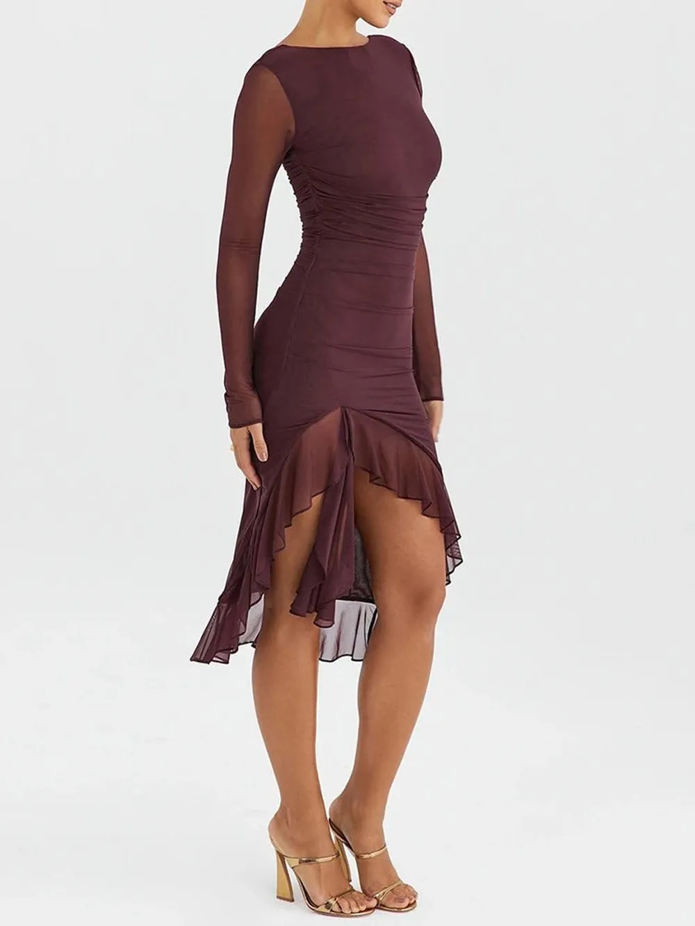 Adalynn Backless Ruffle Midi Dress