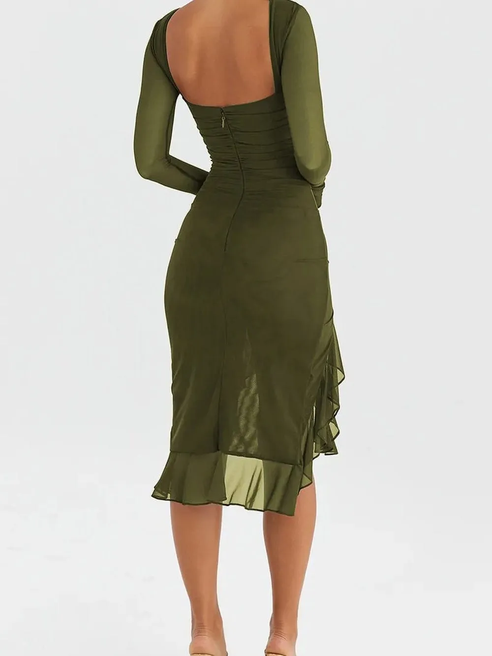 Adalynn Backless Ruffle Midi Dress