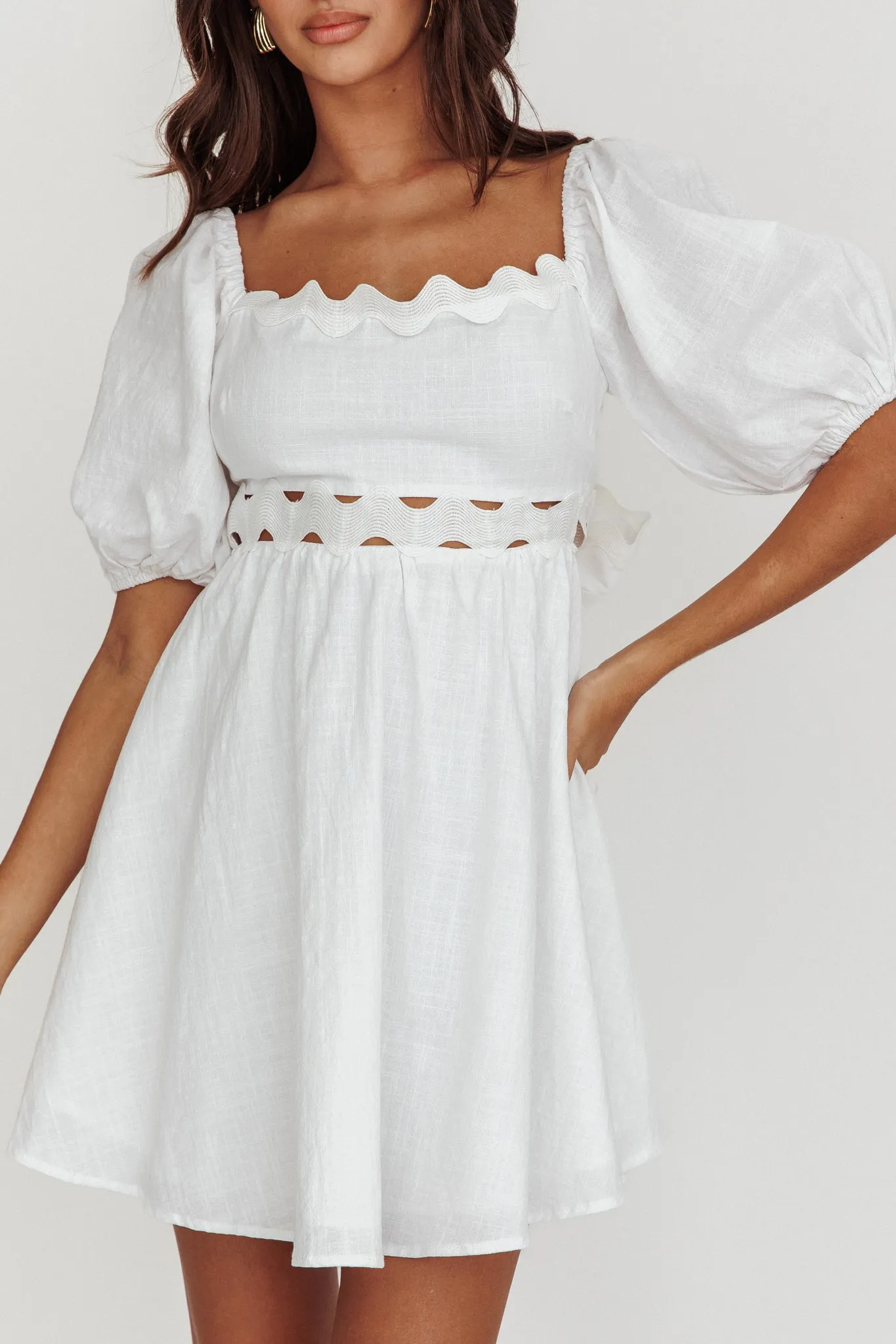 Akali Puff Sleeve A-line Mini Dress White