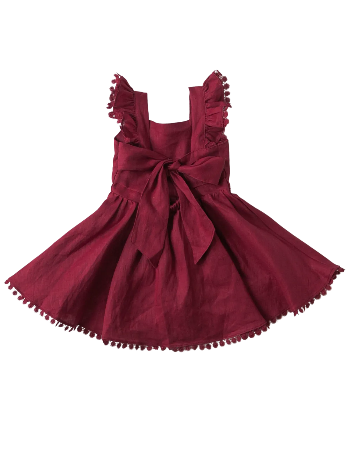 Alaia Linen Girls Dress - Cherry Red