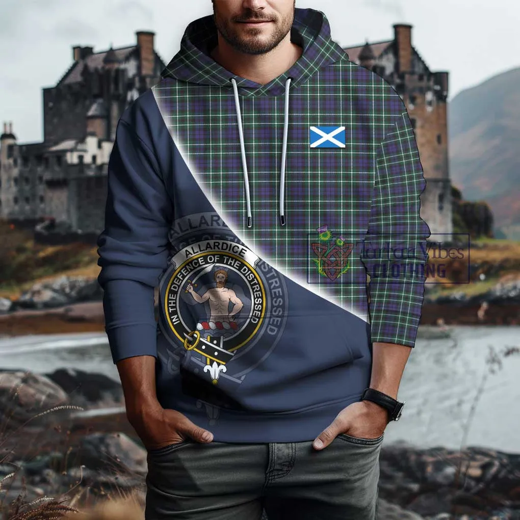 Allardice Tartan Hoodie with Personalised National Flag and Family Crest Half Style