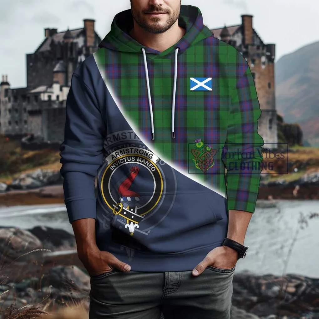 Armstrong Tartan Hoodie with Personalised National Flag and Family Crest Half Style