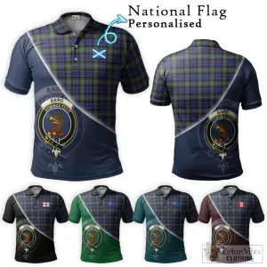 Baird Modern Tartan Polo Shirt with Personalised National Flag and Family Crest Half Style