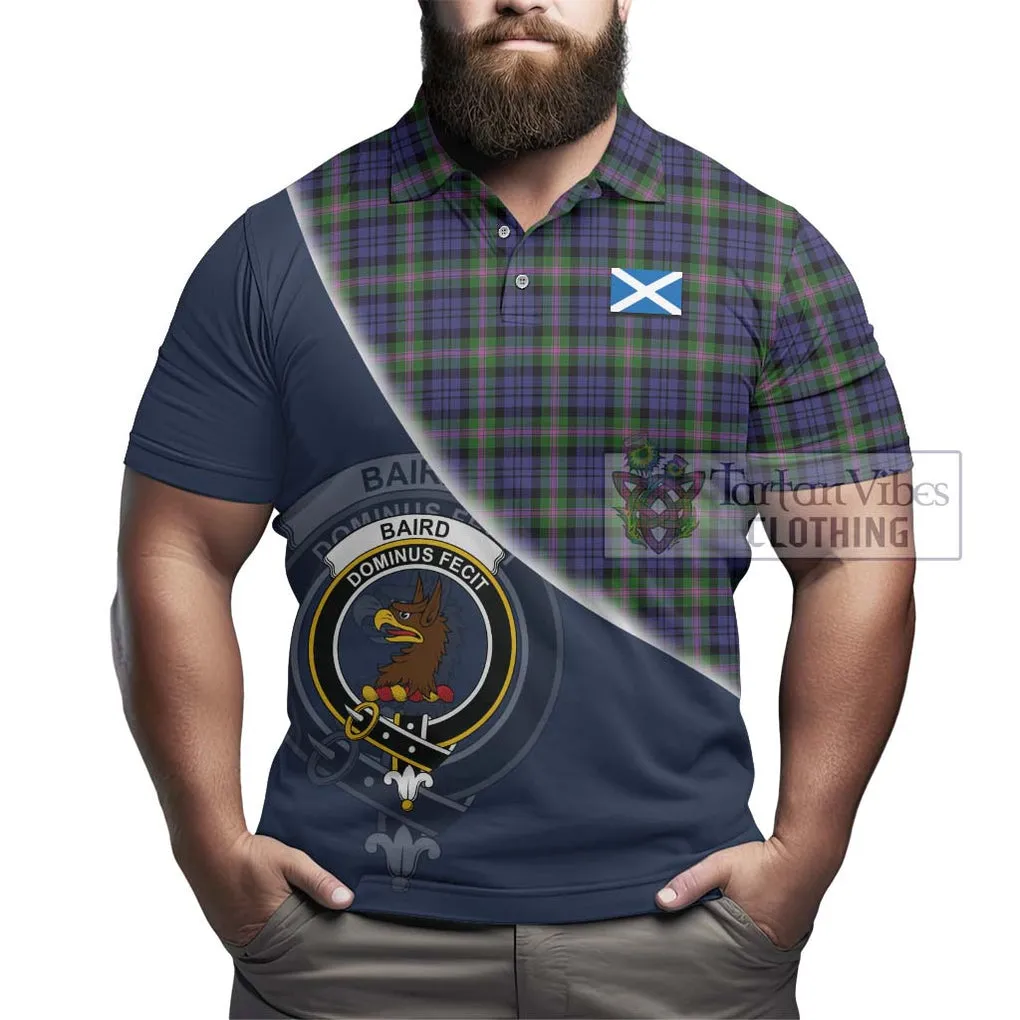 Baird Modern Tartan Polo Shirt with Personalised National Flag and Family Crest Half Style