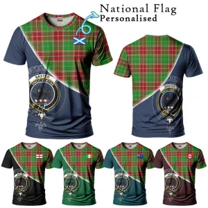 Baxter Modern Tartan T-Shirt with Personalised National Flag and Family Crest Half Style