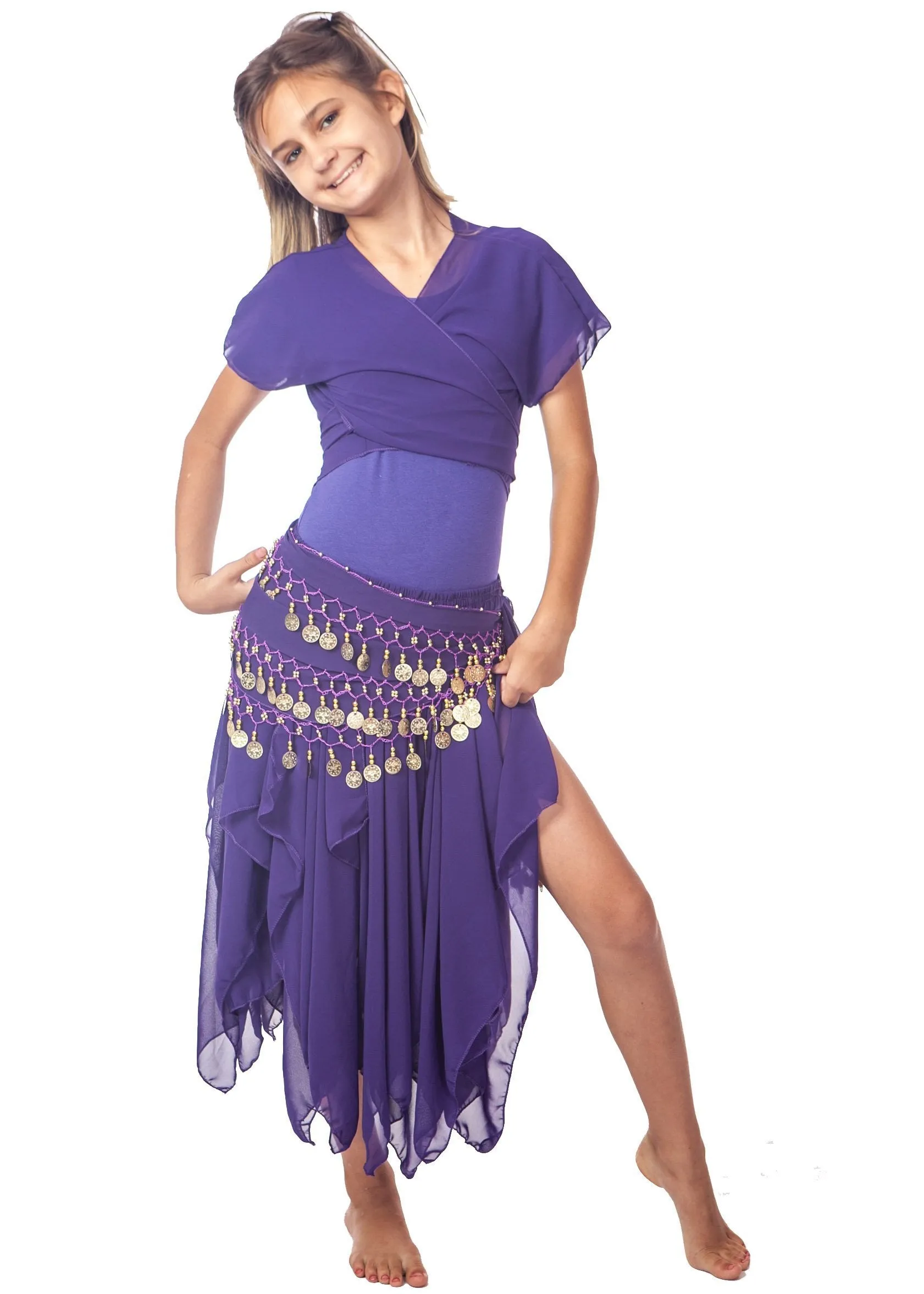 Belly Dance Kid's Skirt, Top & Hip Scarf Costume Set | BINTIBALAD