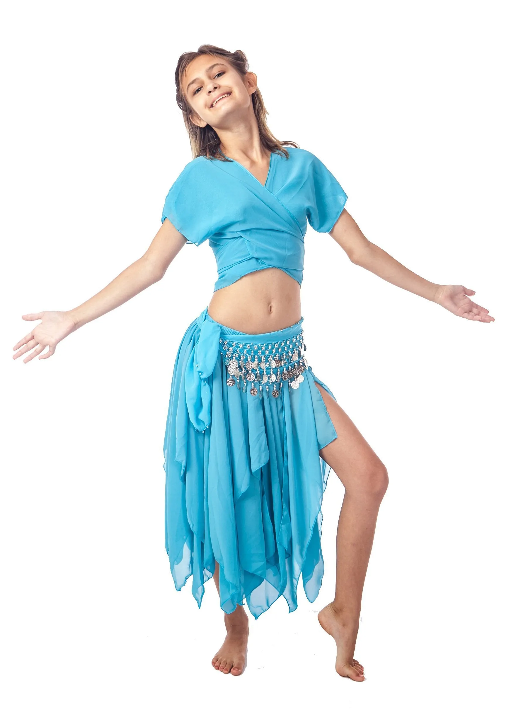 Belly Dance Kid's Skirt, Top & Hip Scarf Costume Set | BINTIBALAD