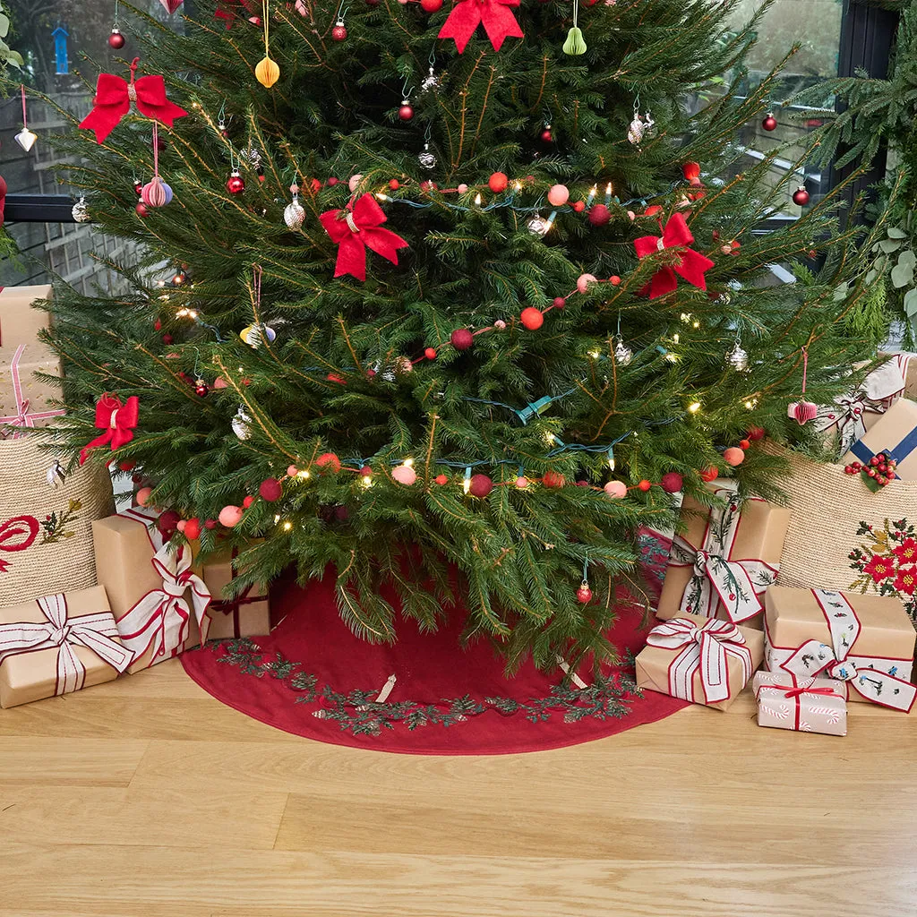 Candle Garland Tree Skirt - Red