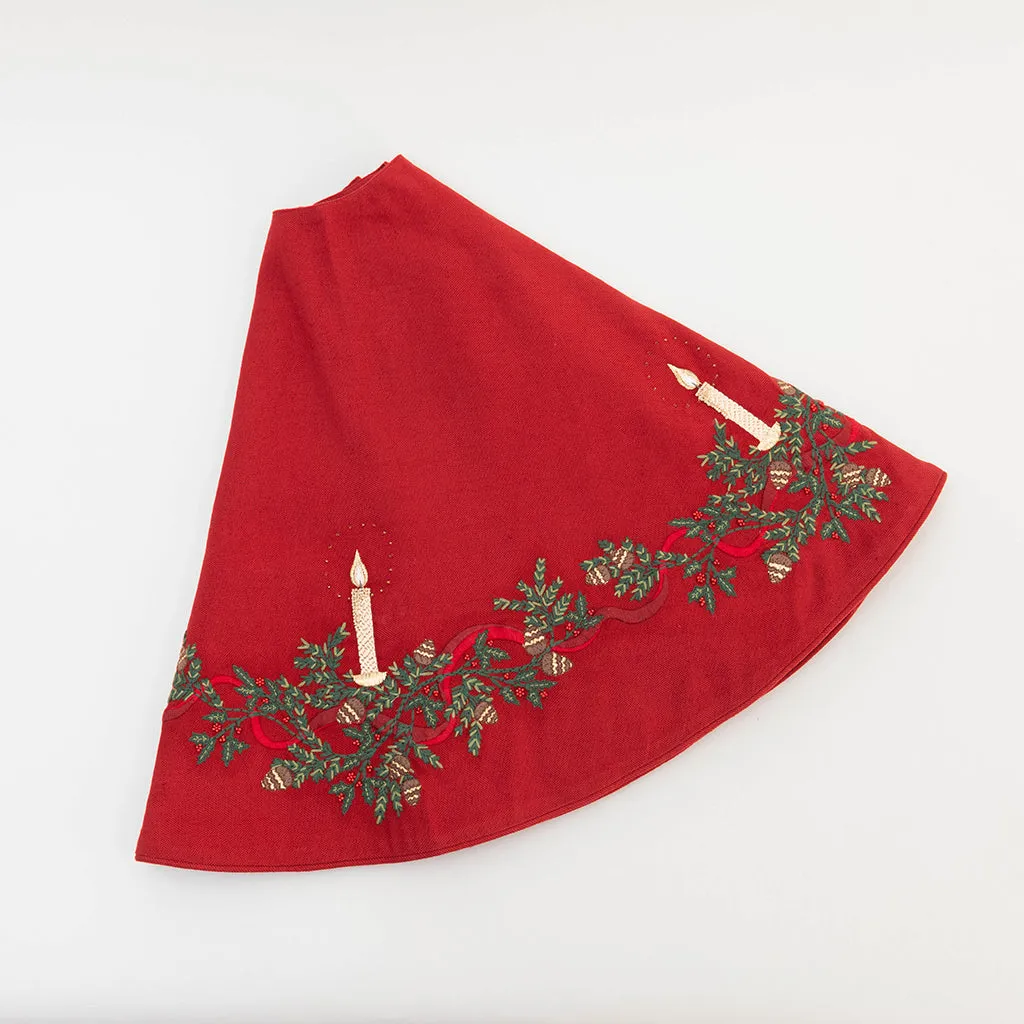 Candle Garland Tree Skirt - Red