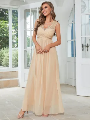 Champagne Chiffon Long Party Dress