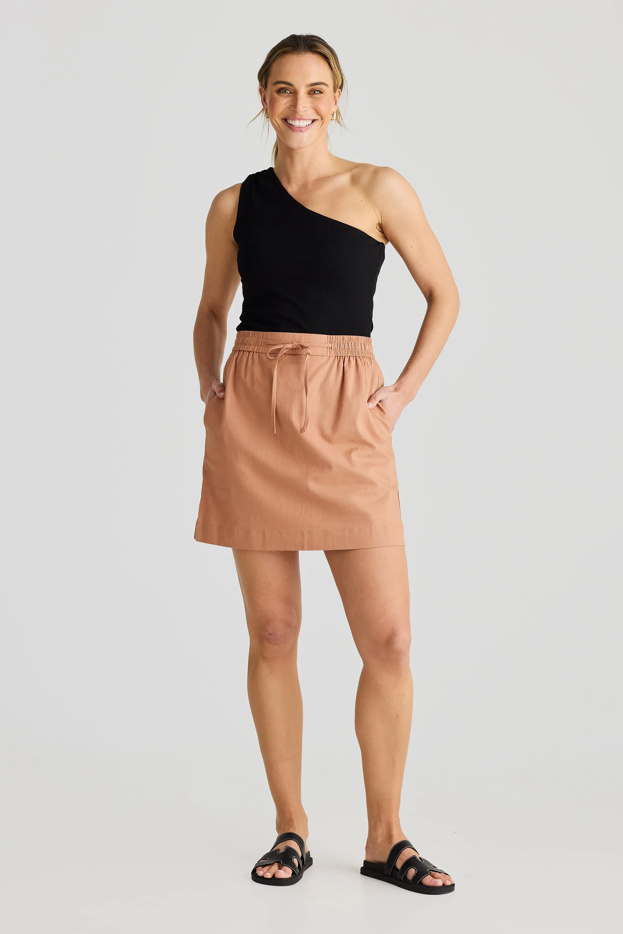 Core Drawstring Mini Skirt - Cedar