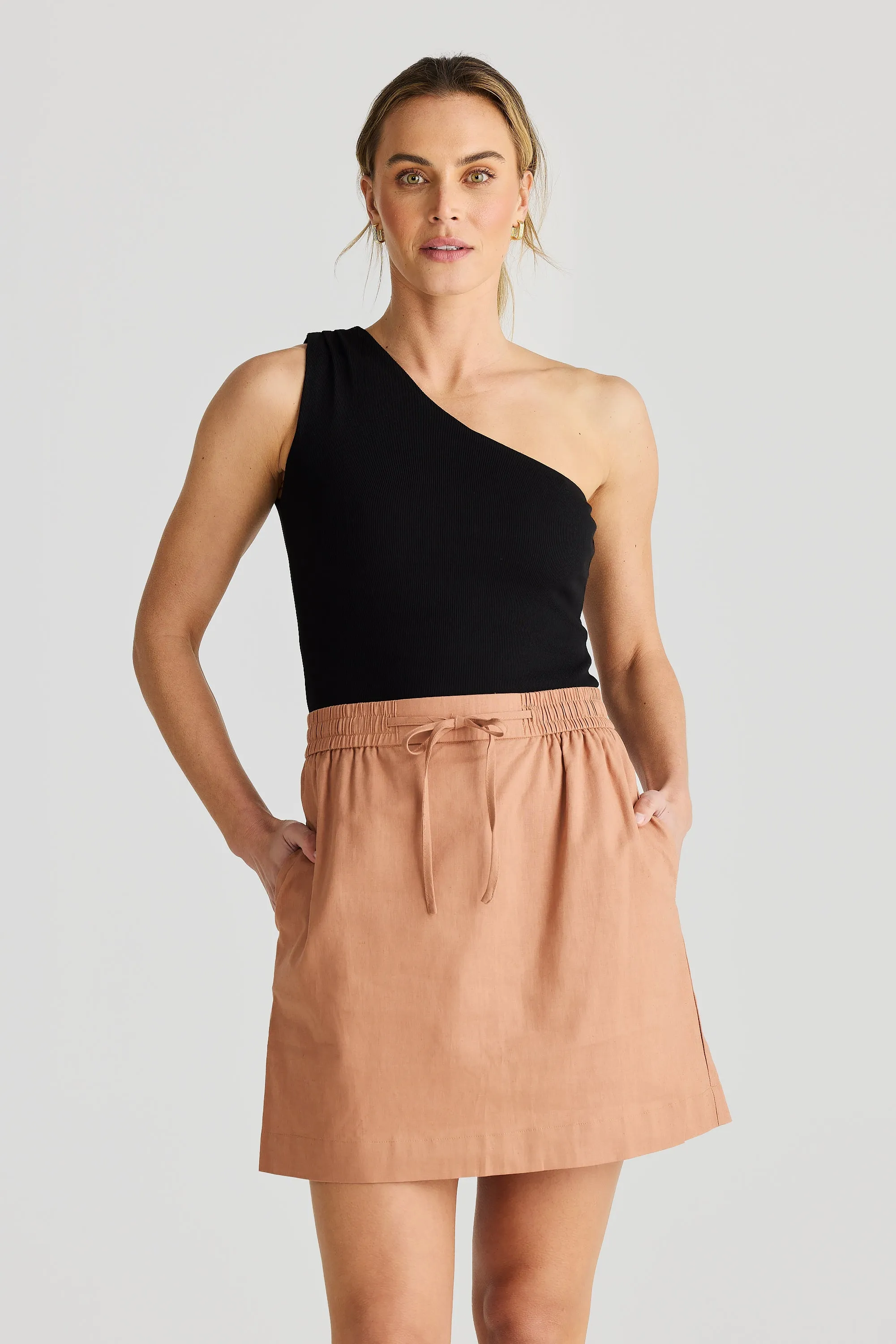 Core Drawstring Mini Skirt - Cedar