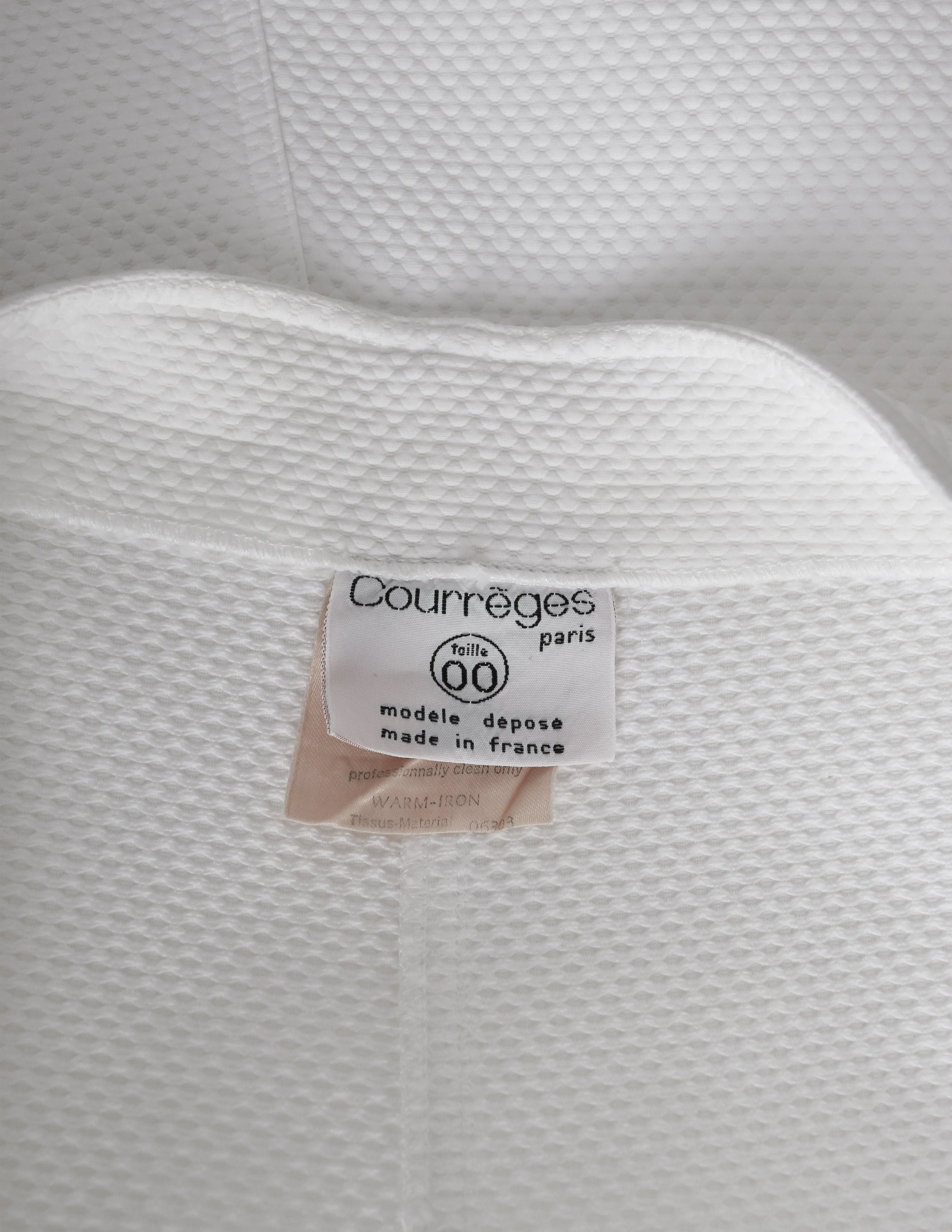 Courreges Vintage 1970s Bright White Cotton Pique Mod Style Dress