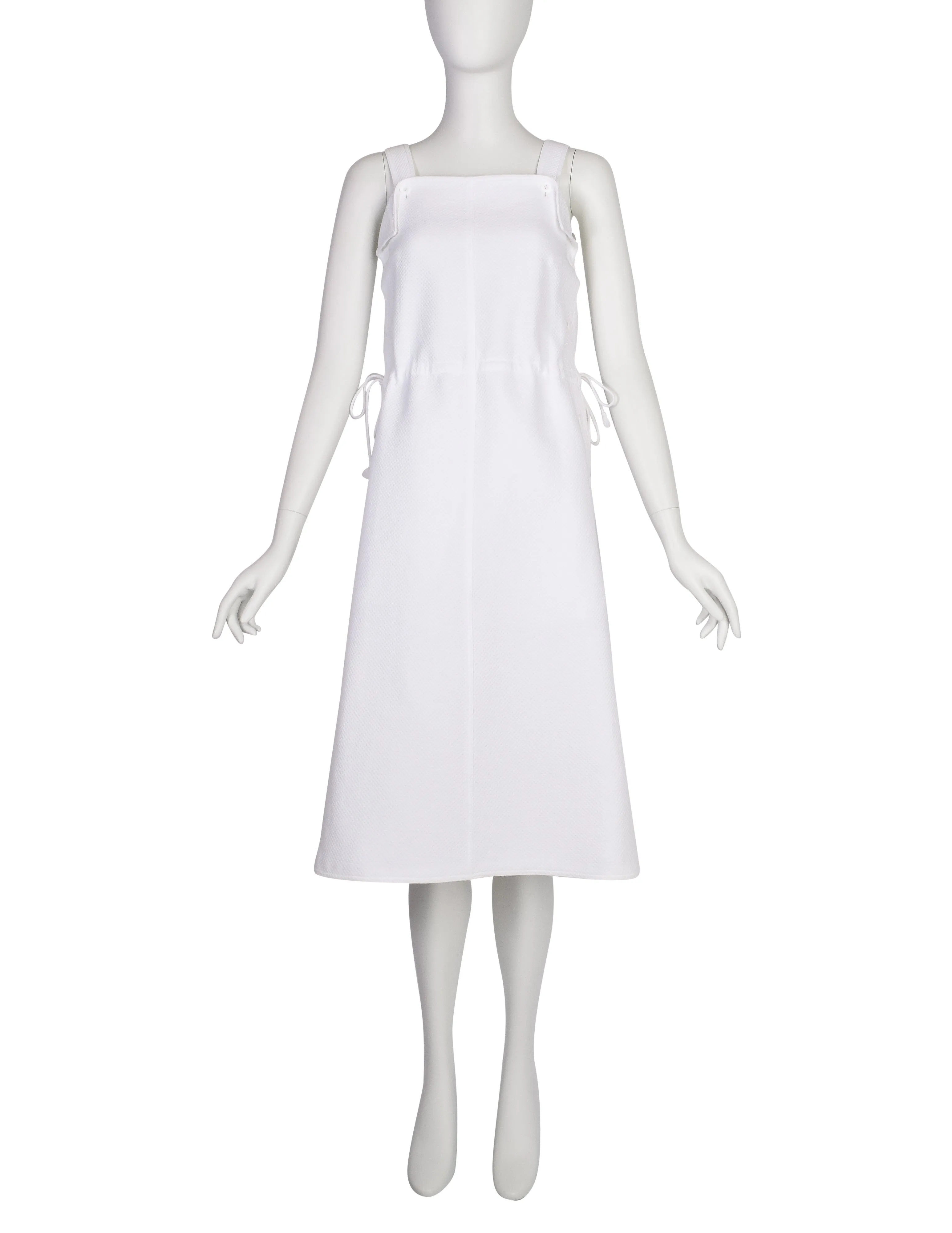 Courreges Vintage 1970s Bright White Cotton Pique Mod Style Dress