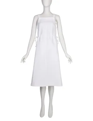 Courreges Vintage 1970s Bright White Cotton Pique Mod Style Dress