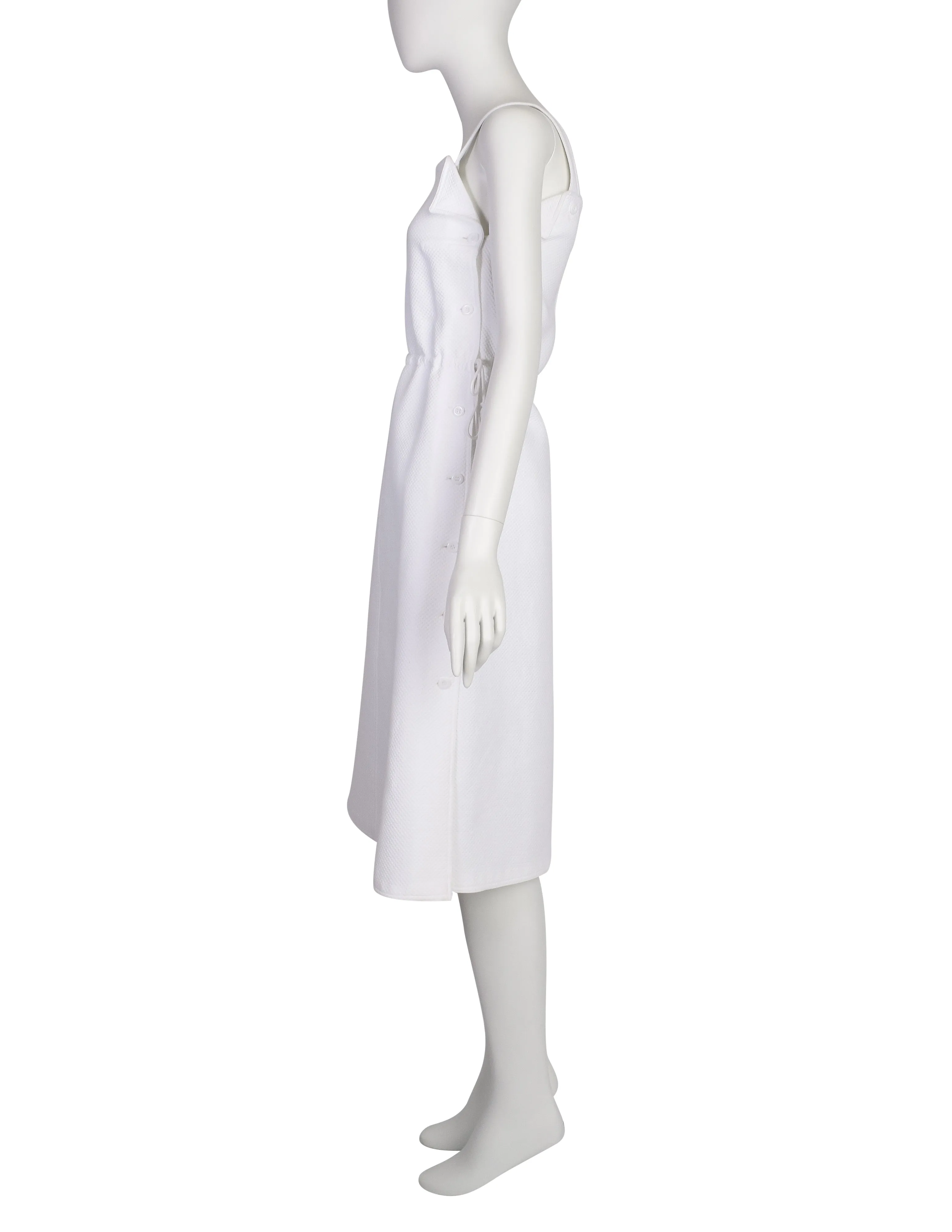 Courreges Vintage 1970s Bright White Cotton Pique Mod Style Dress