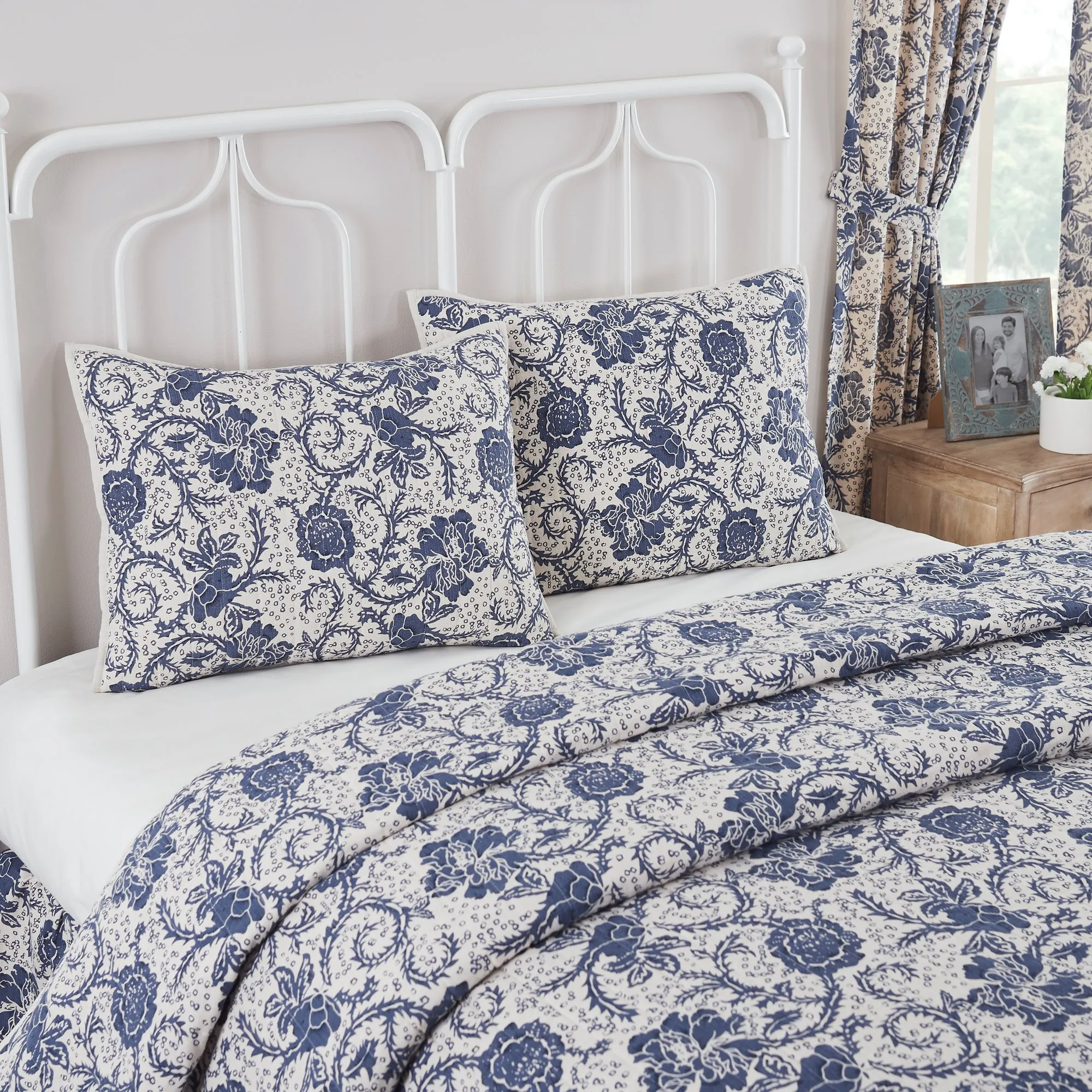 Dorset Navy Floral Quilted Coverlet Bundle