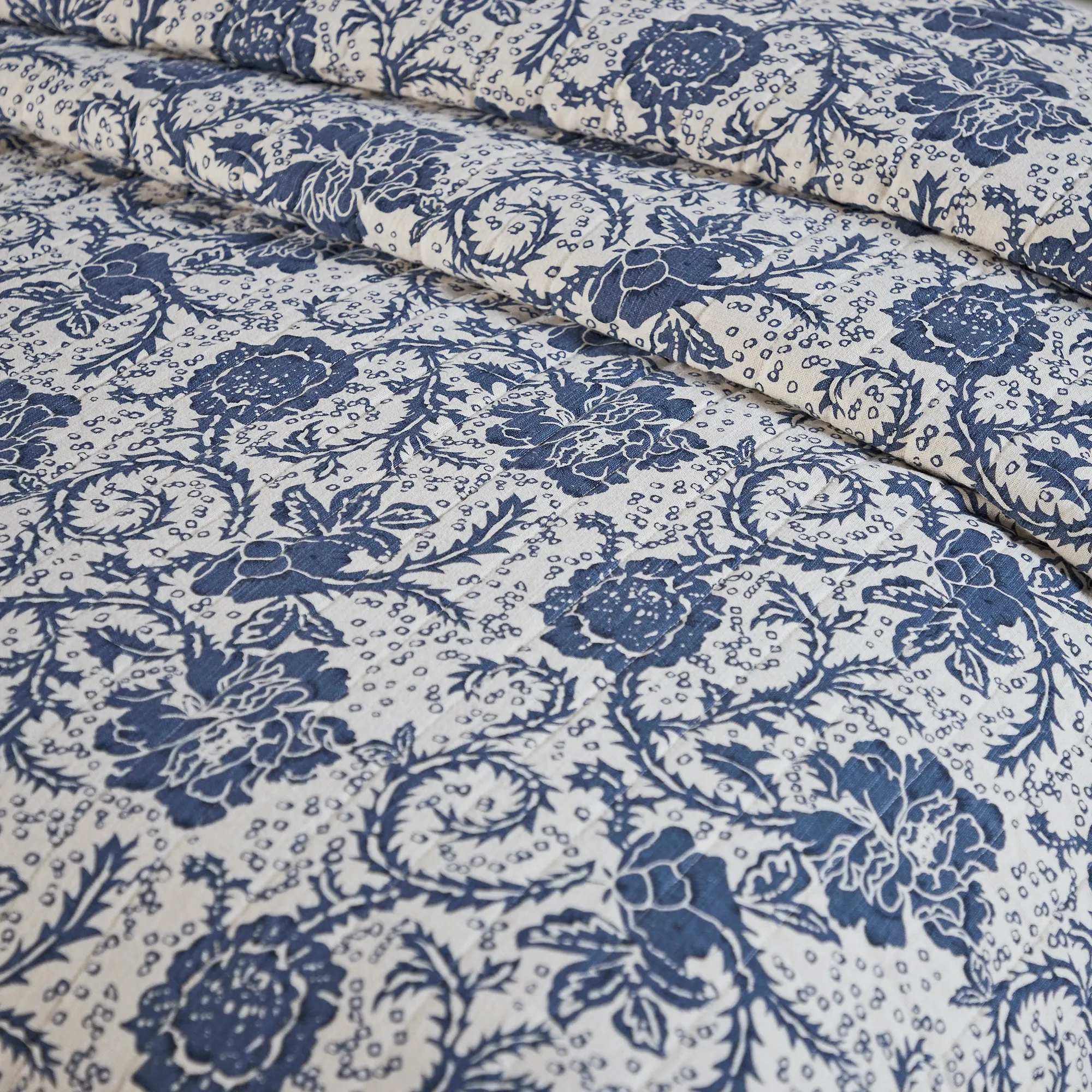 Dorset Navy Floral Quilted Coverlet Bundle