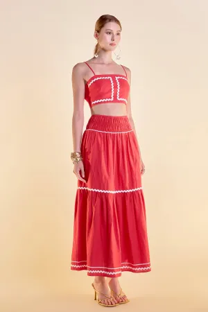 English Factory - Linen Maxi Skirt w/ Ric Rac Trim