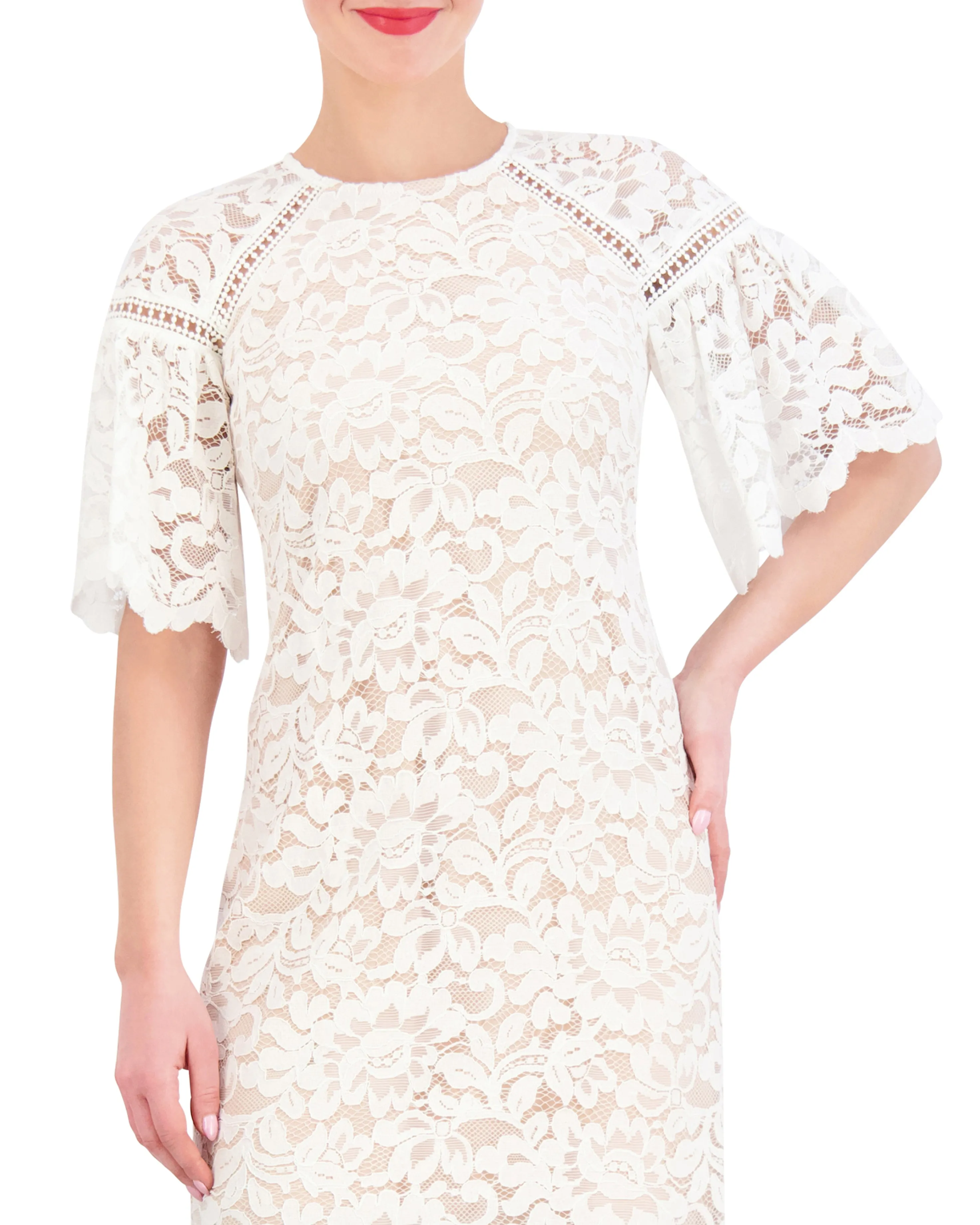 Floral-Lace Scalloped Dress