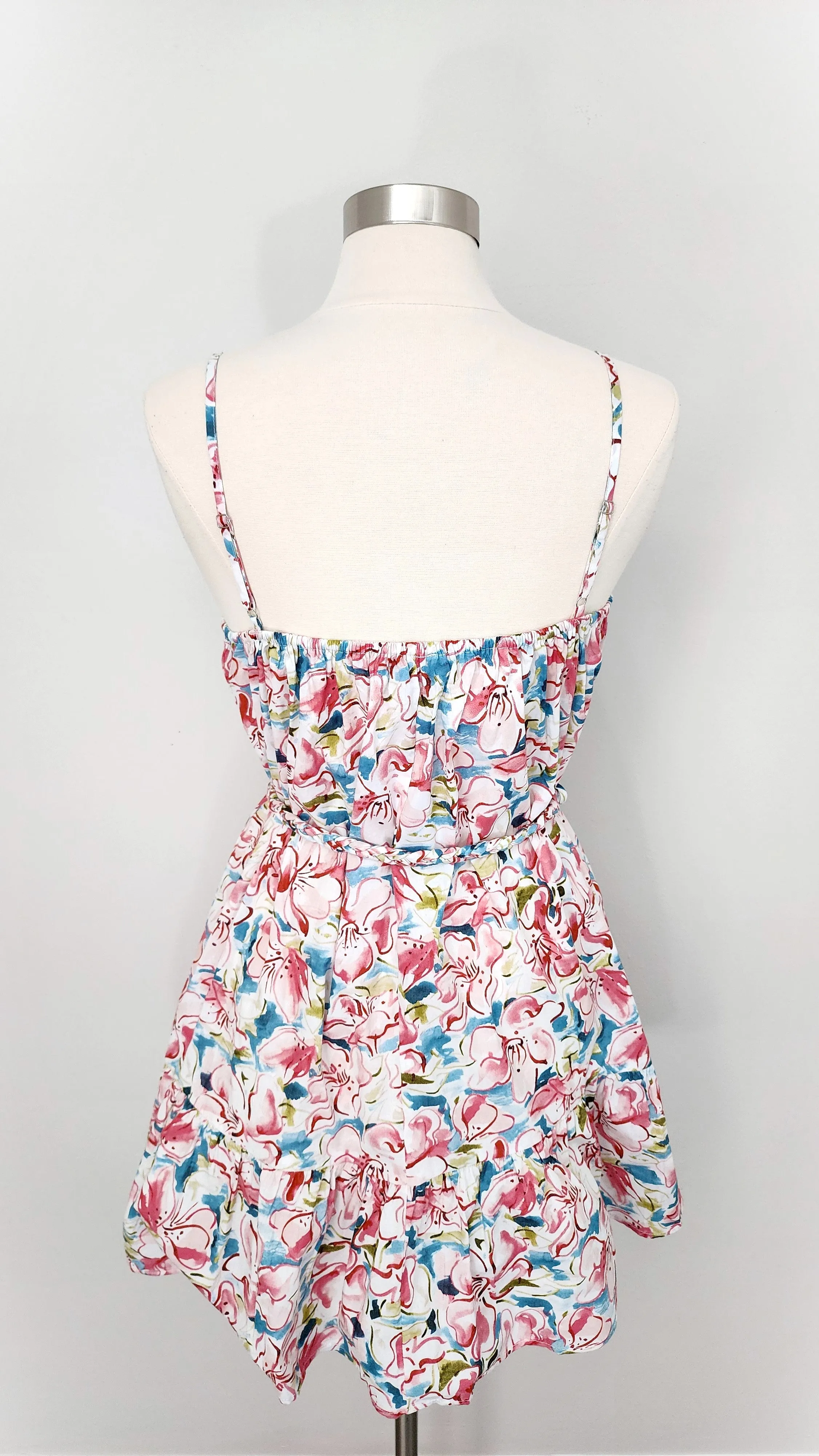 Floral Spaghetti Strap Belted Mini Dress