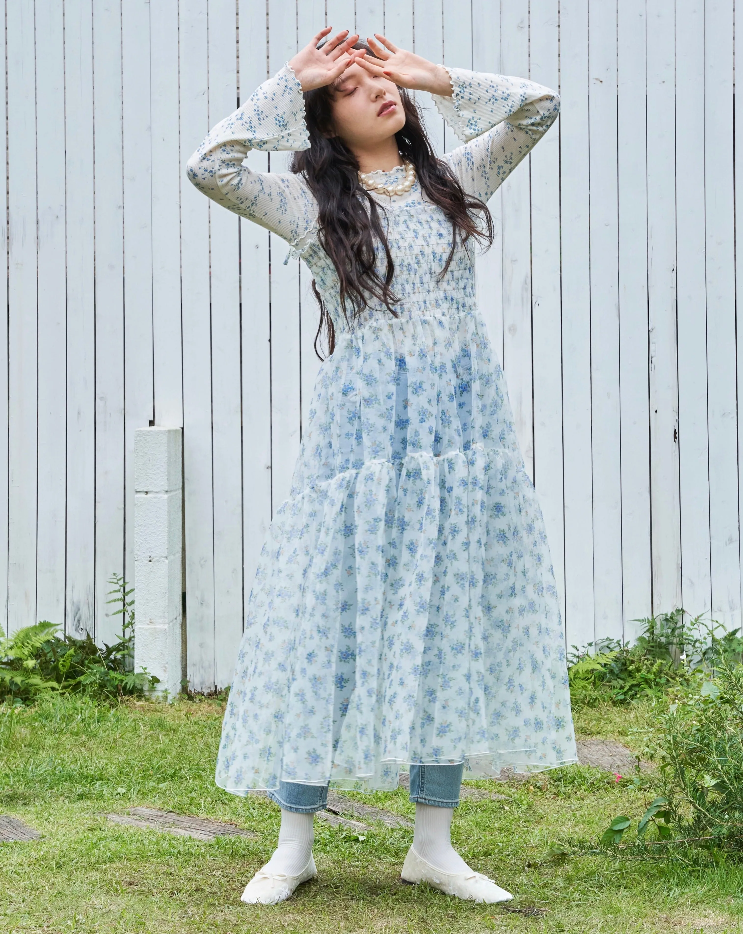 flower see-through cami dress