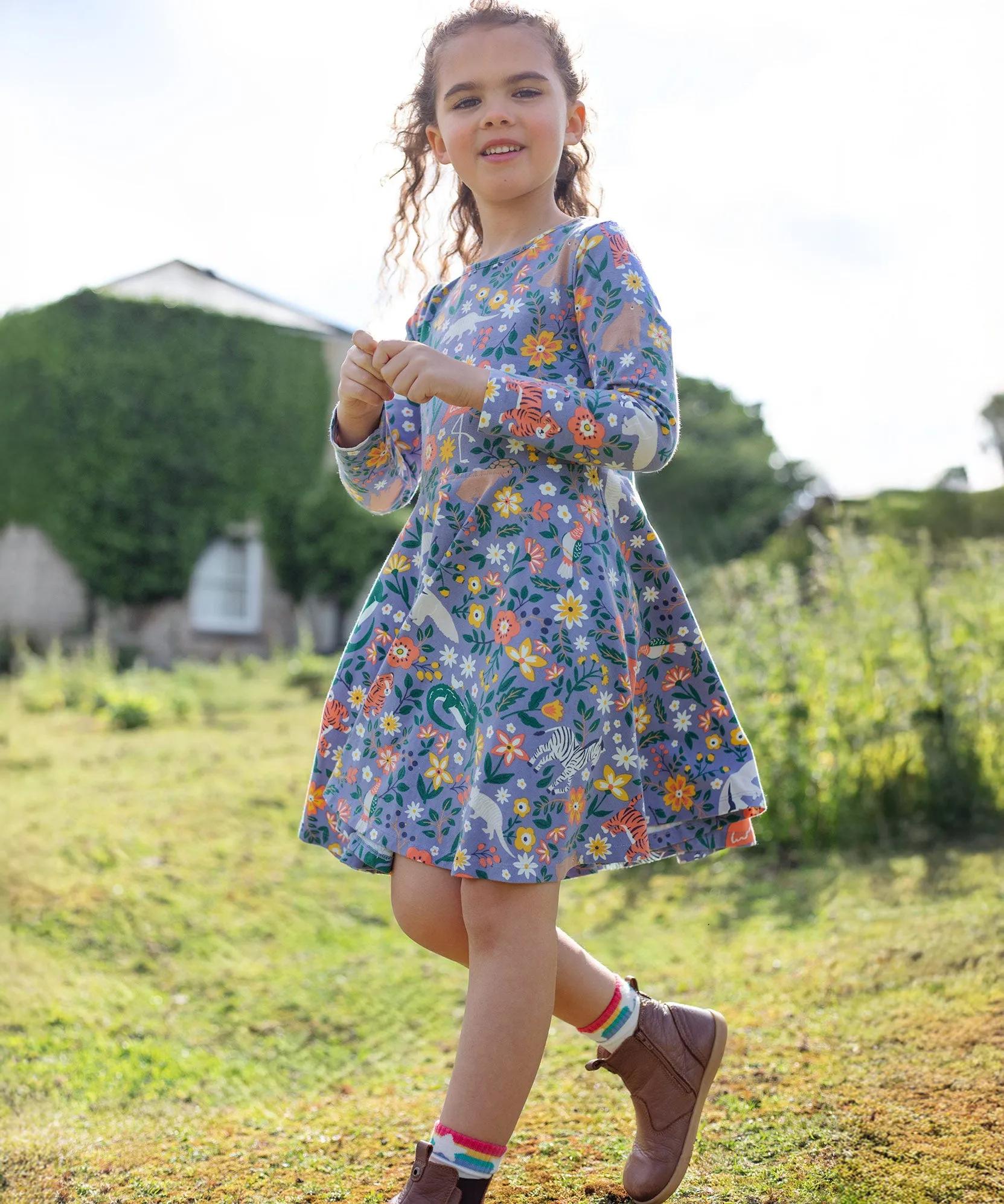 Frugi Sofia Skater Dress - Rainforest Friends