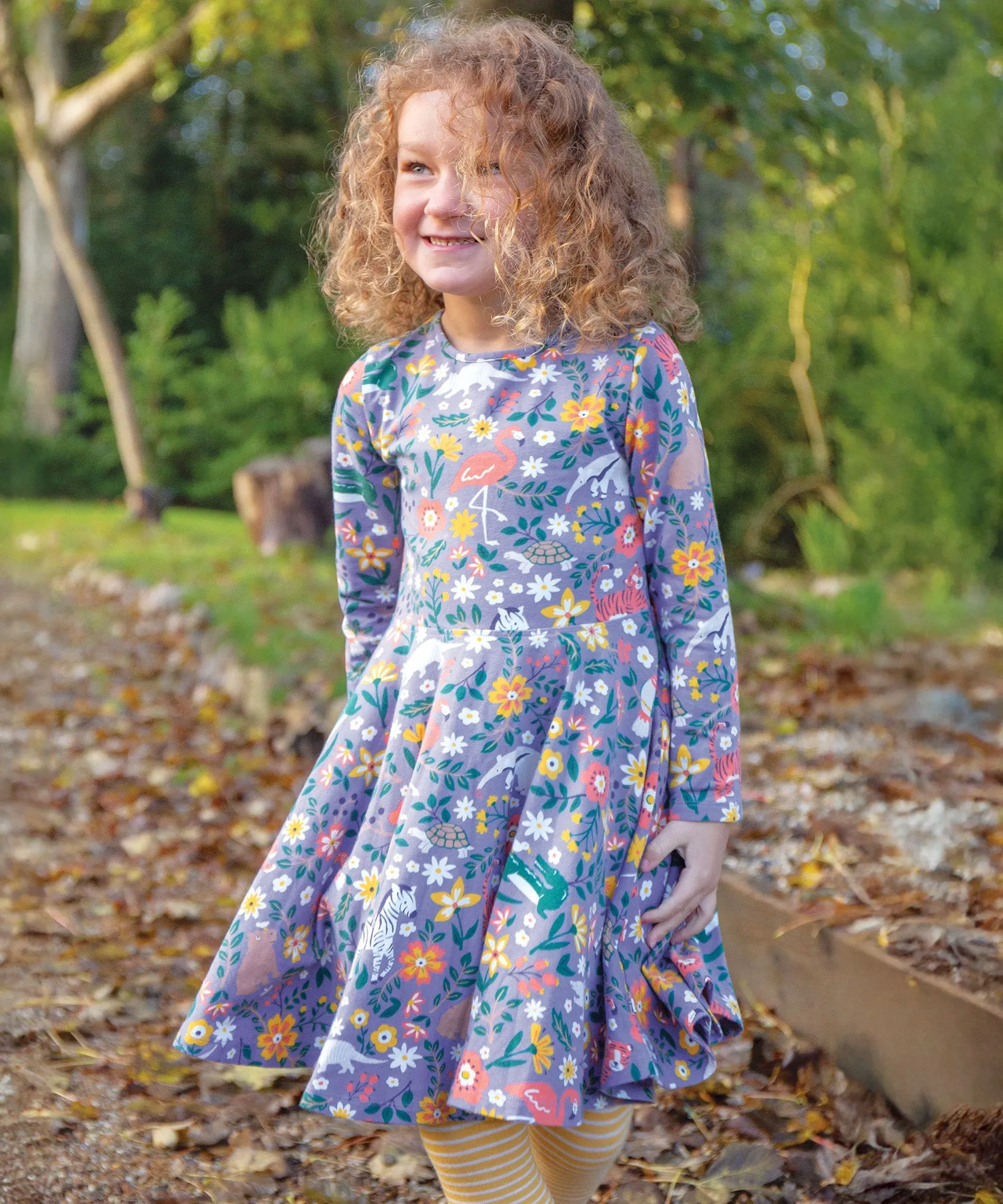 Frugi Sofia Skater Dress - Rainforest Friends