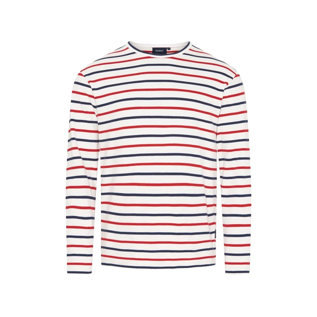 Grenaa Striped Long Sleeve Tee - Pearl/SR Navy/Red