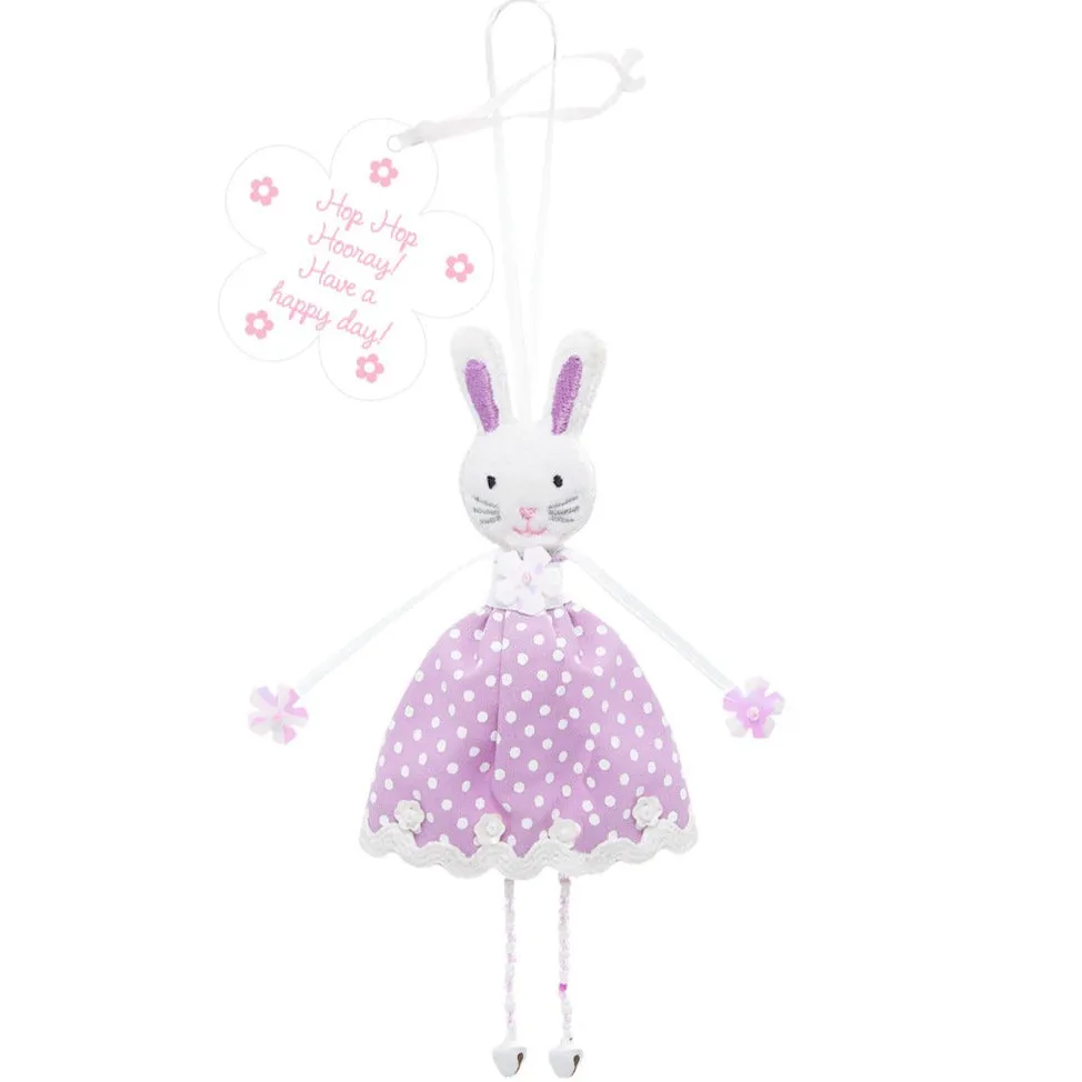 'Hop Hop Hooray' Purple Polka Dot Bunny Decoration