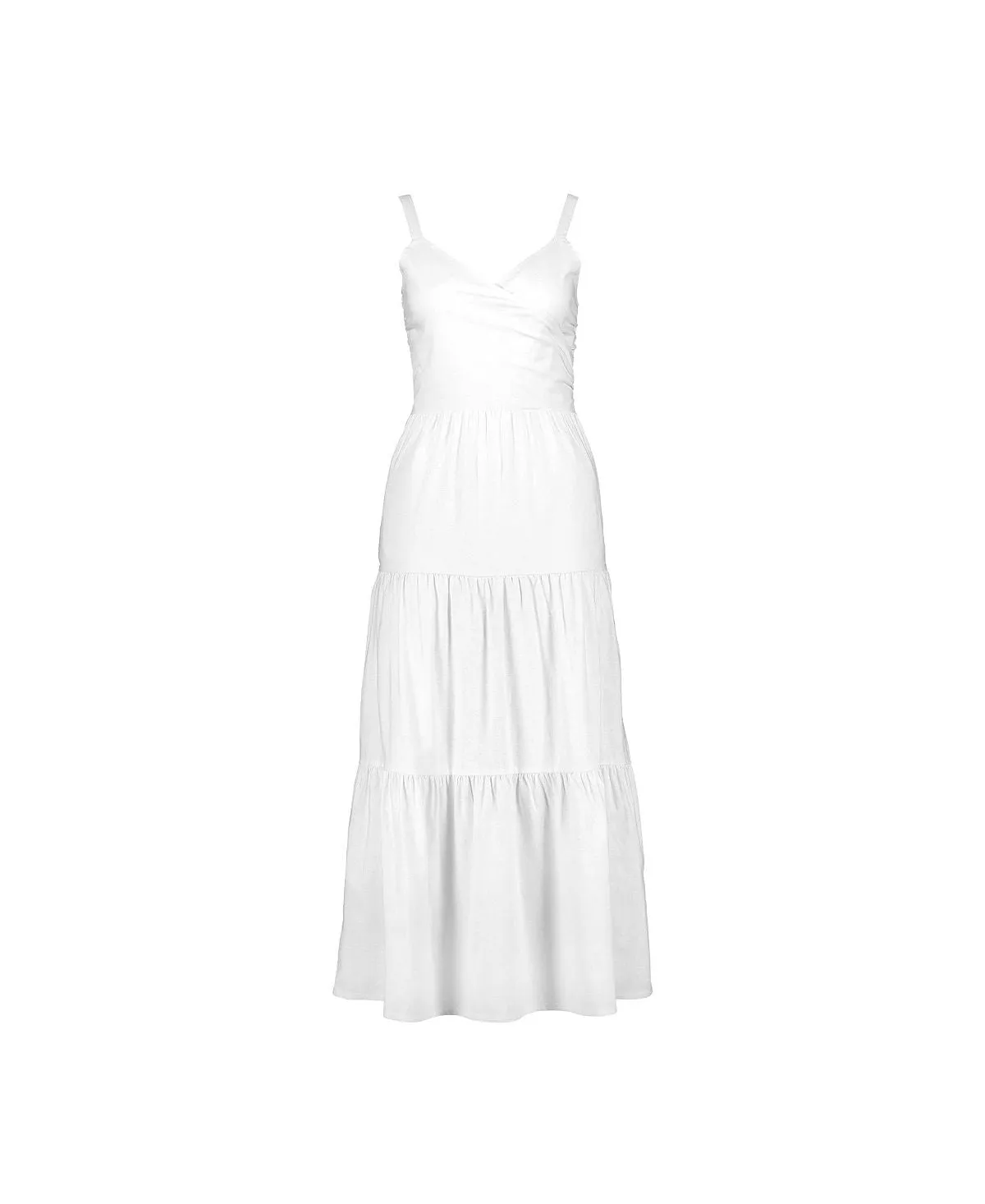 Hope & Henry Women's Tiered Wrap Dress, White