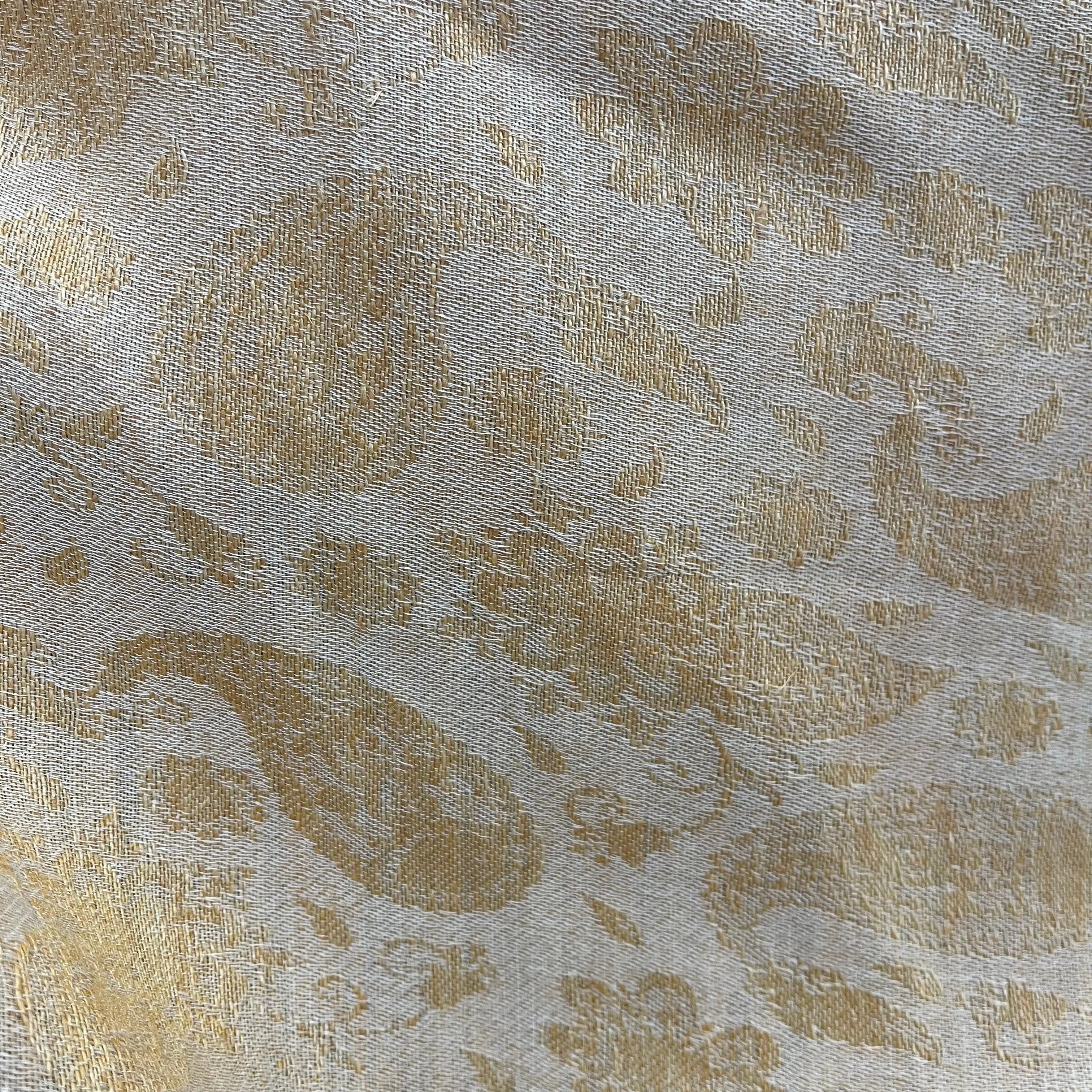 Italian Cotton/Linen Paisley Jacquard - Gold & Off White