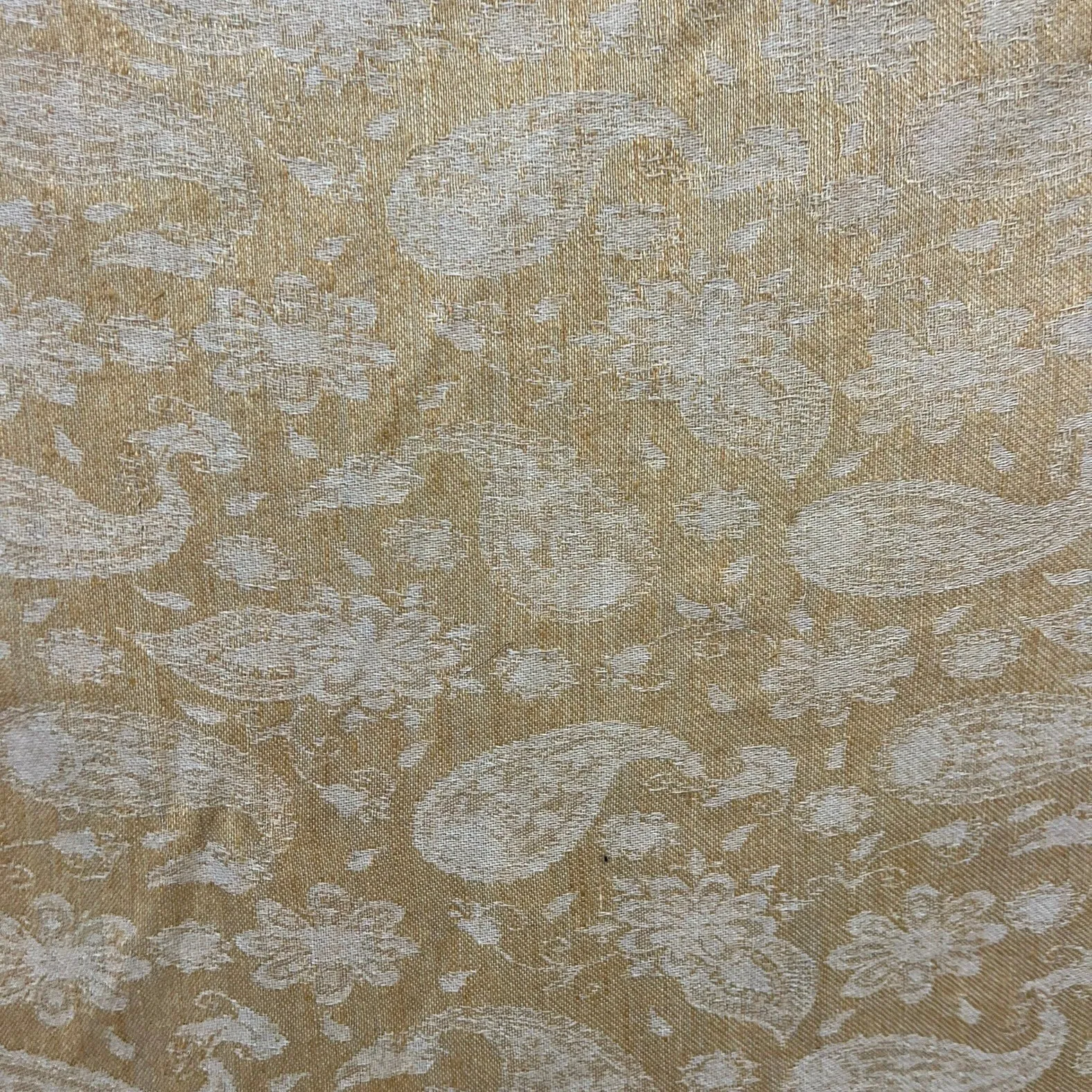 Italian Cotton/Linen Paisley Jacquard - Gold & Off White