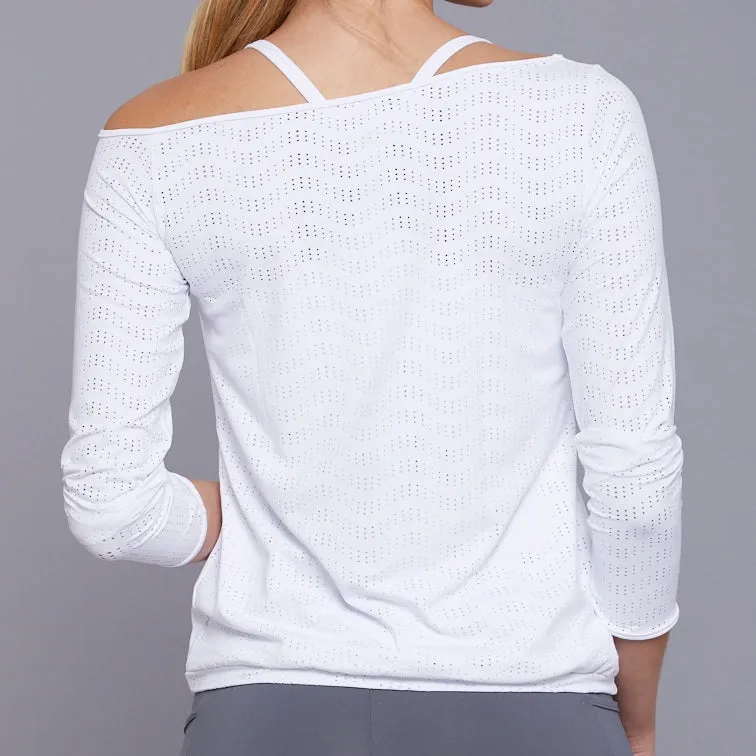 LE Sheer Off-one-Shoulder Pullover Top