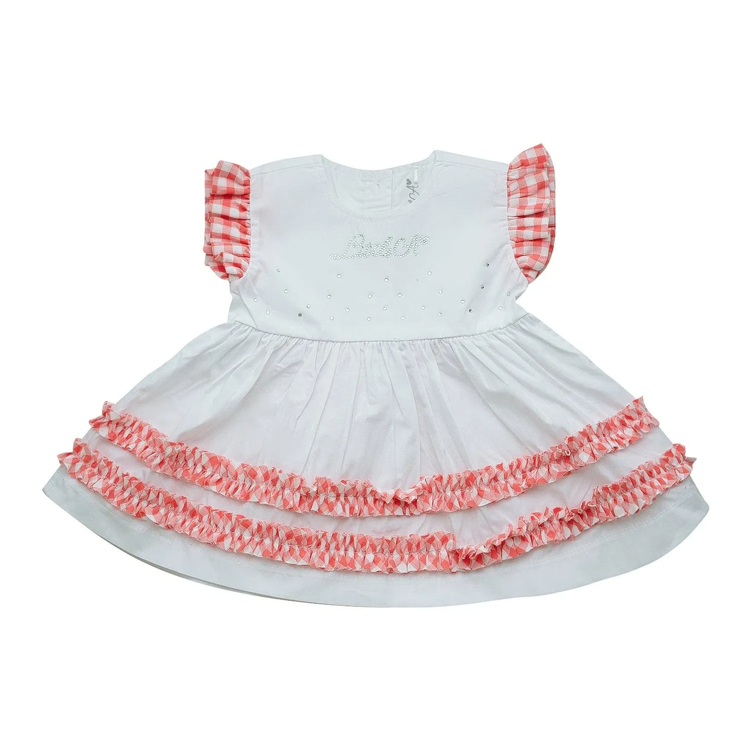 LITTLE A - Heather Pretty Polka Check Dress - White