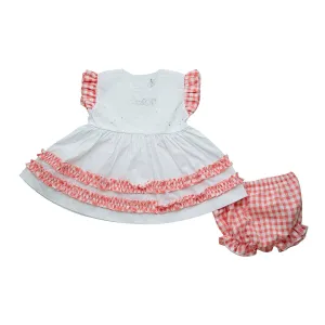 LITTLE A - Heather Pretty Polka Check Dress - White