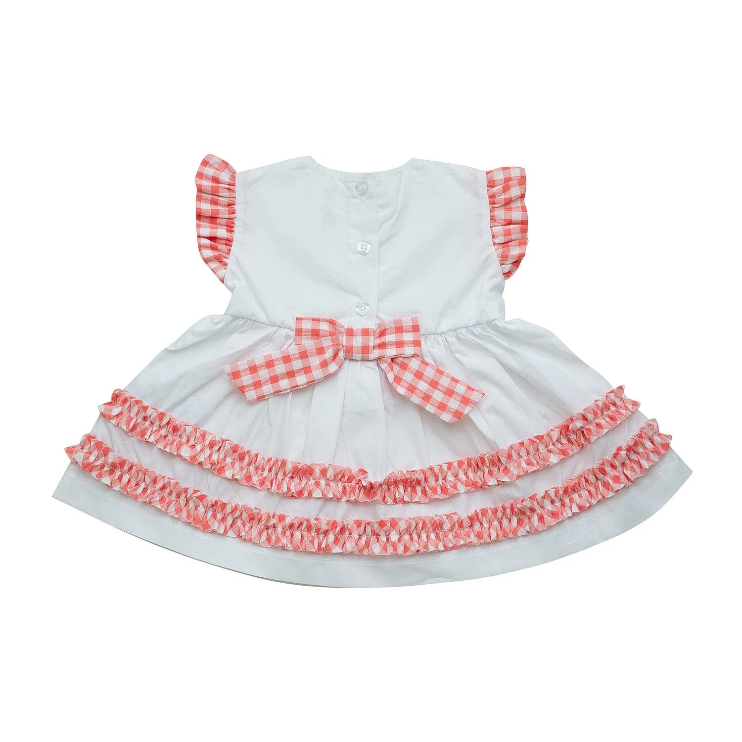 LITTLE A - Heather Pretty Polka Check Dress - White