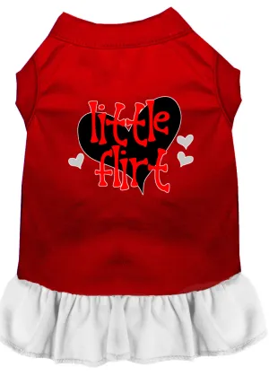 Little Flirt Screen Print Dog Dress Red With White Sm