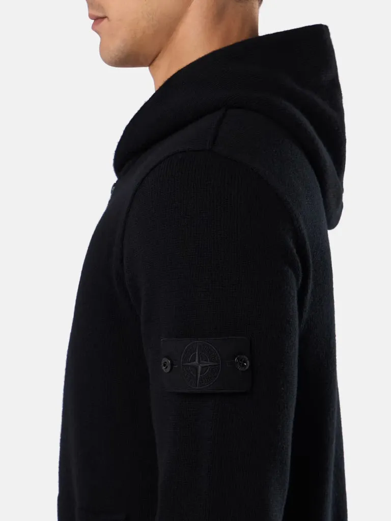 Loose Fit Cardigan with Hood and Zip - BLACK