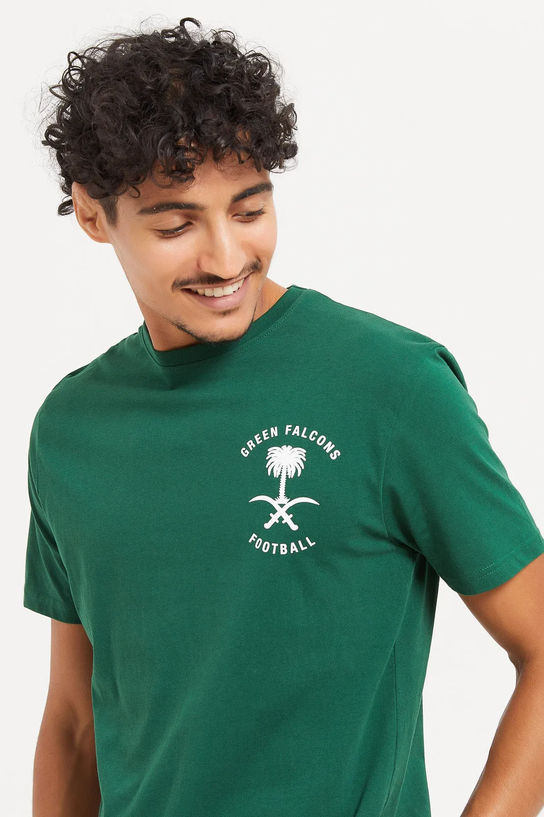 Men Green Saudi Arabia National Day T-Shirt