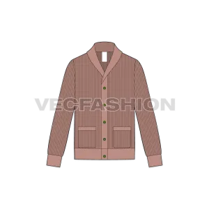 Mens Wool Cardigan Fashion Sketch Template