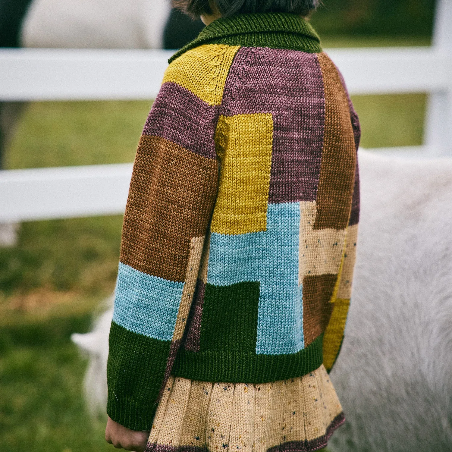 Merino Wool Topo Motley Cardigan - Leaf