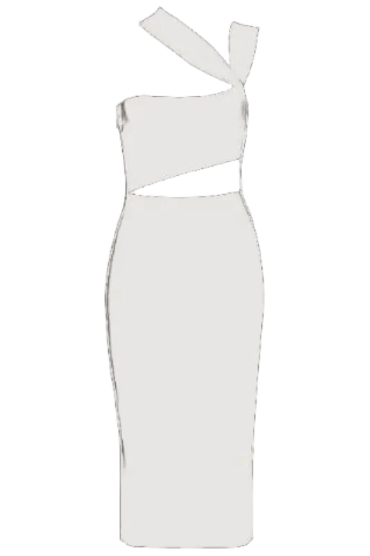 Molly Bandage Midi Dress - Pearl White