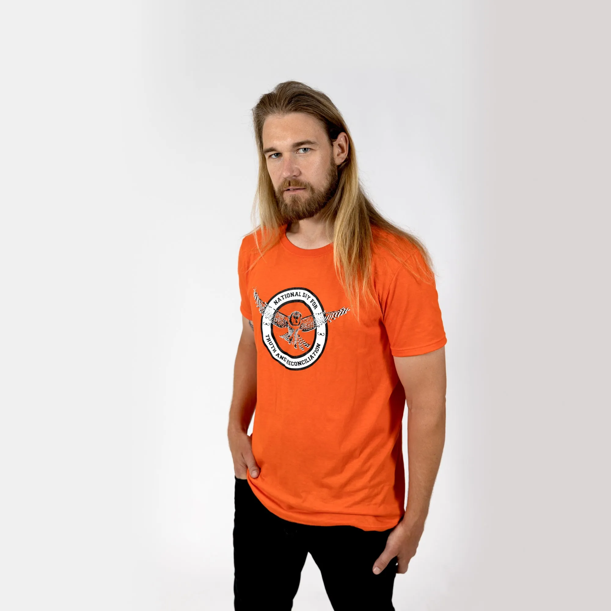 Muin X Stanfield's Adult Orange T-Shirt - NATIONAL DAY FOR TRUTH AND RECONCILIATION  "OWL"