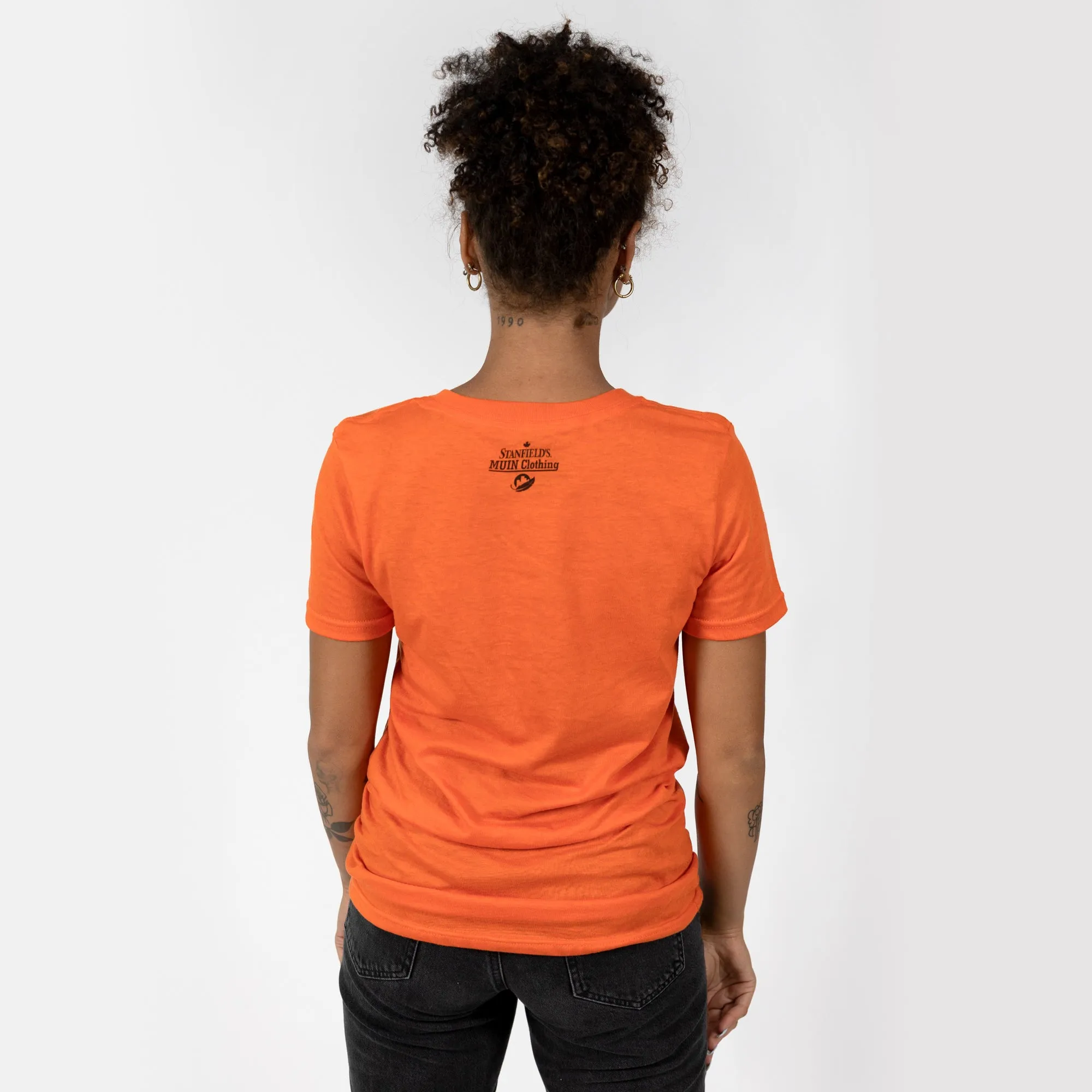 Muin X Stanfield's Adult Orange T-Shirt - NATIONAL DAY FOR TRUTH AND RECONCILIATION  "OWL"