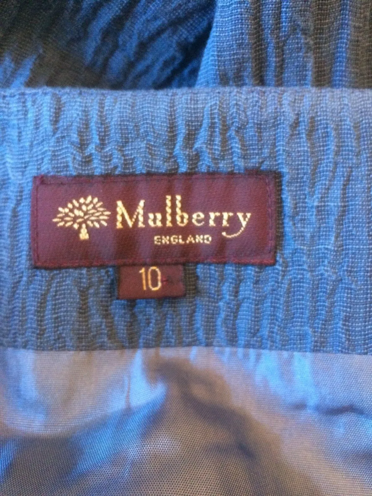 Mulberry Blue Long Textured Wrap Linen & Cotton Skirt UK 10 US 6 EU 38